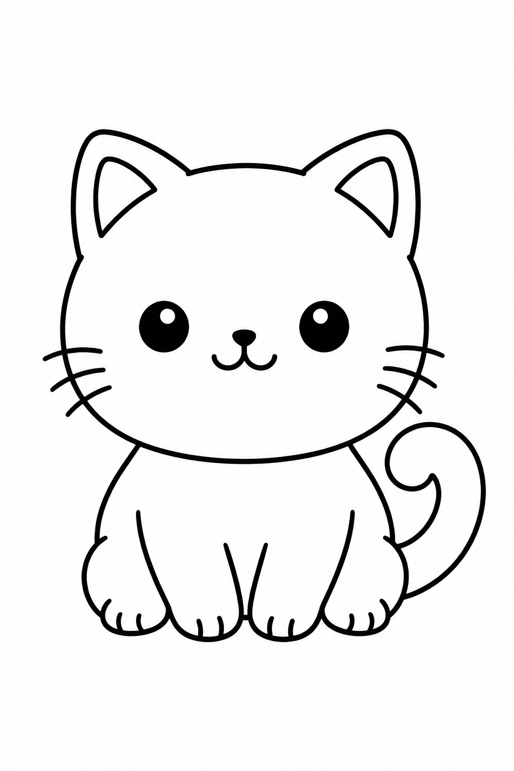 Runde Katze von vorn als Ausmalbild