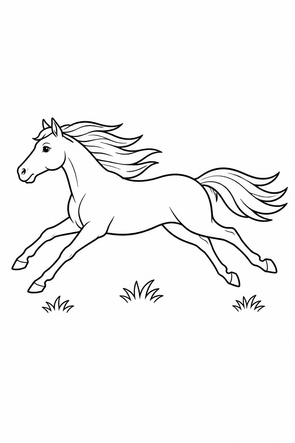 Pferd im gestreckten Galopp als Ausmalbild