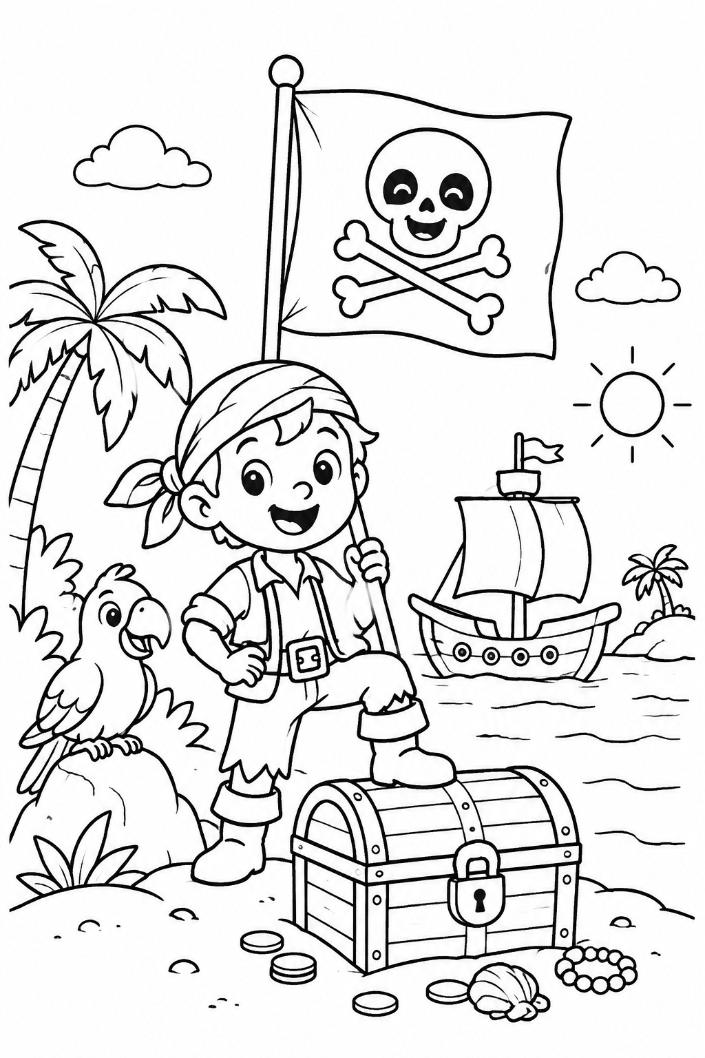 Klassische Piratenflagge als Ausmalbild