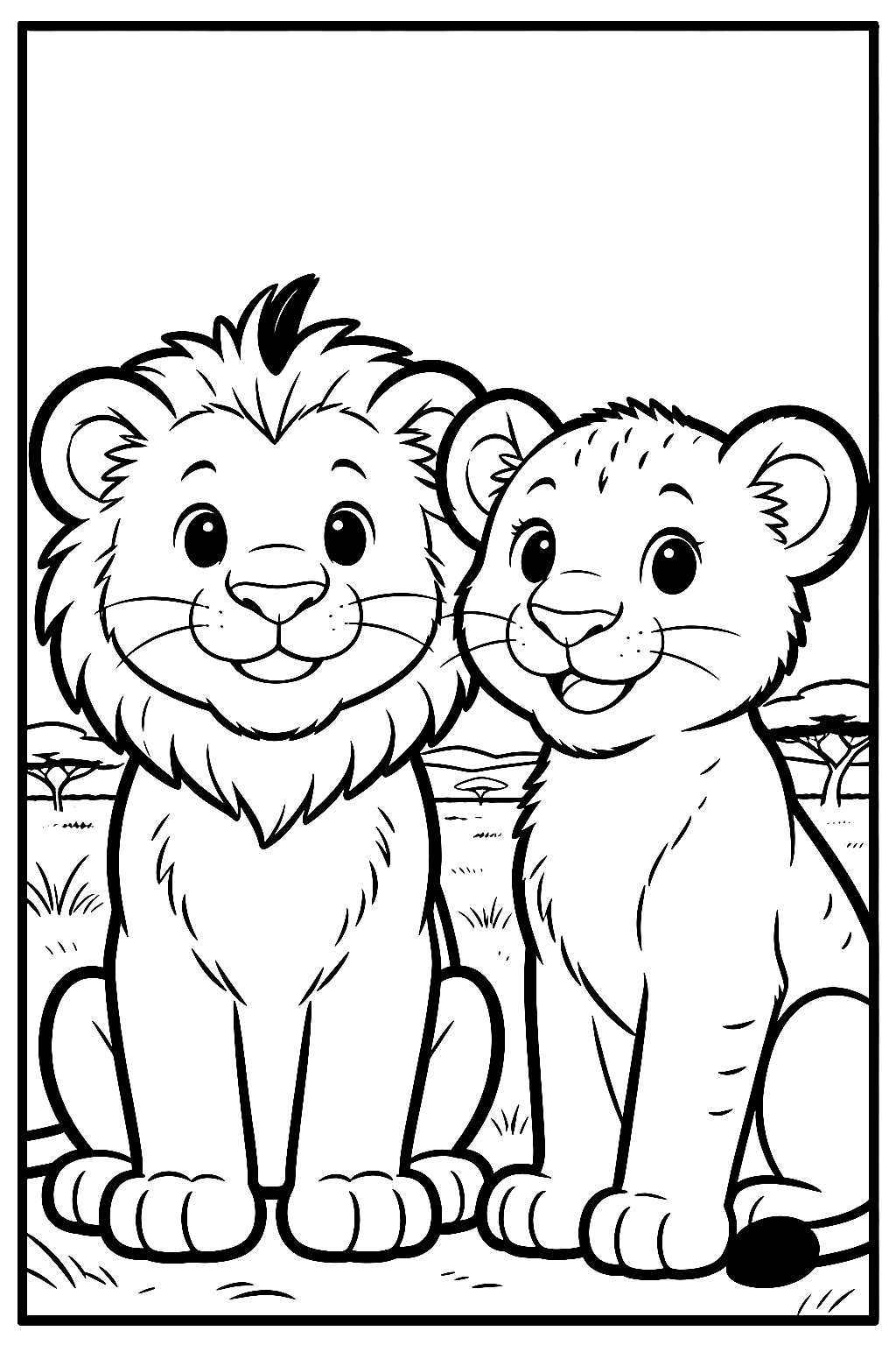 Simba und Nala Ausmalbild 1