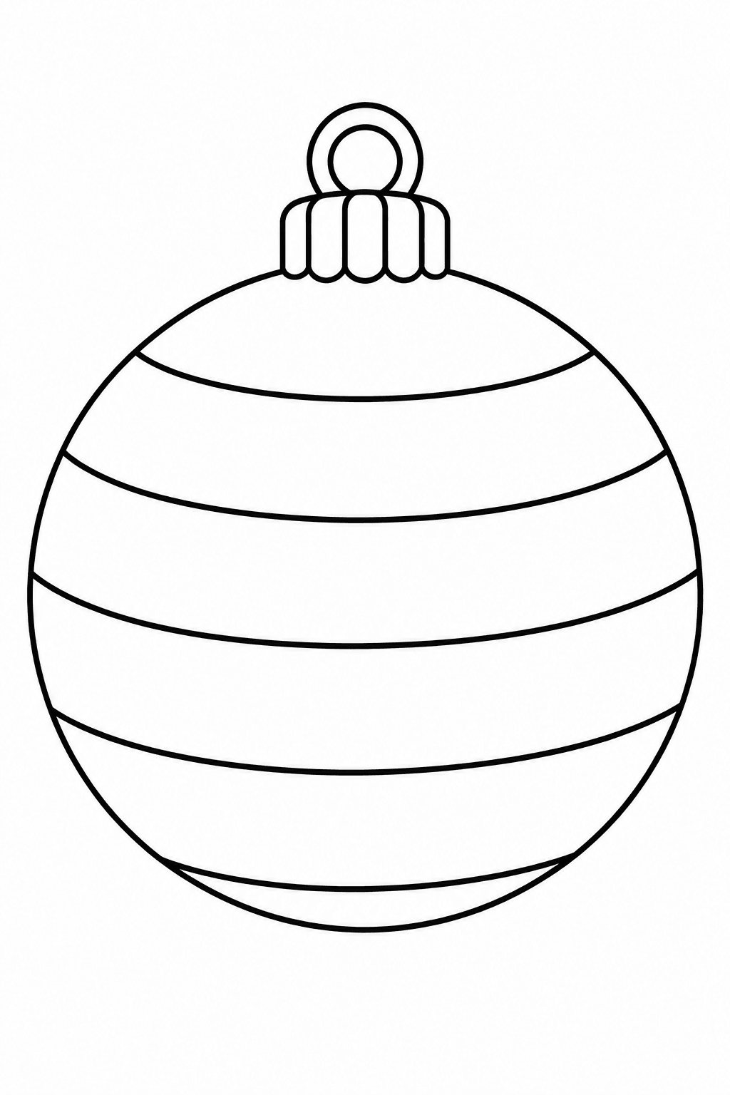 Große Weihnachtskugel mit breiten Streifen als Ausmalbild