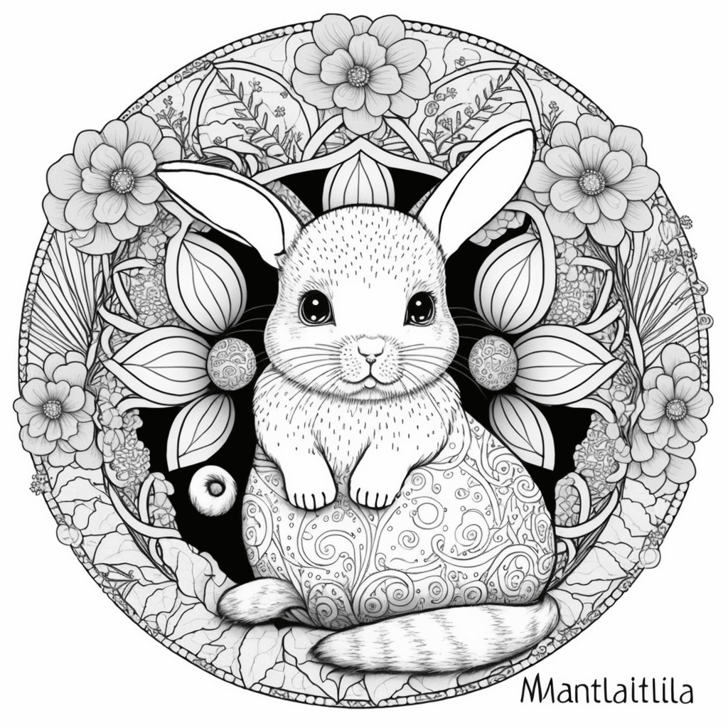 ausmalbild hase mandala