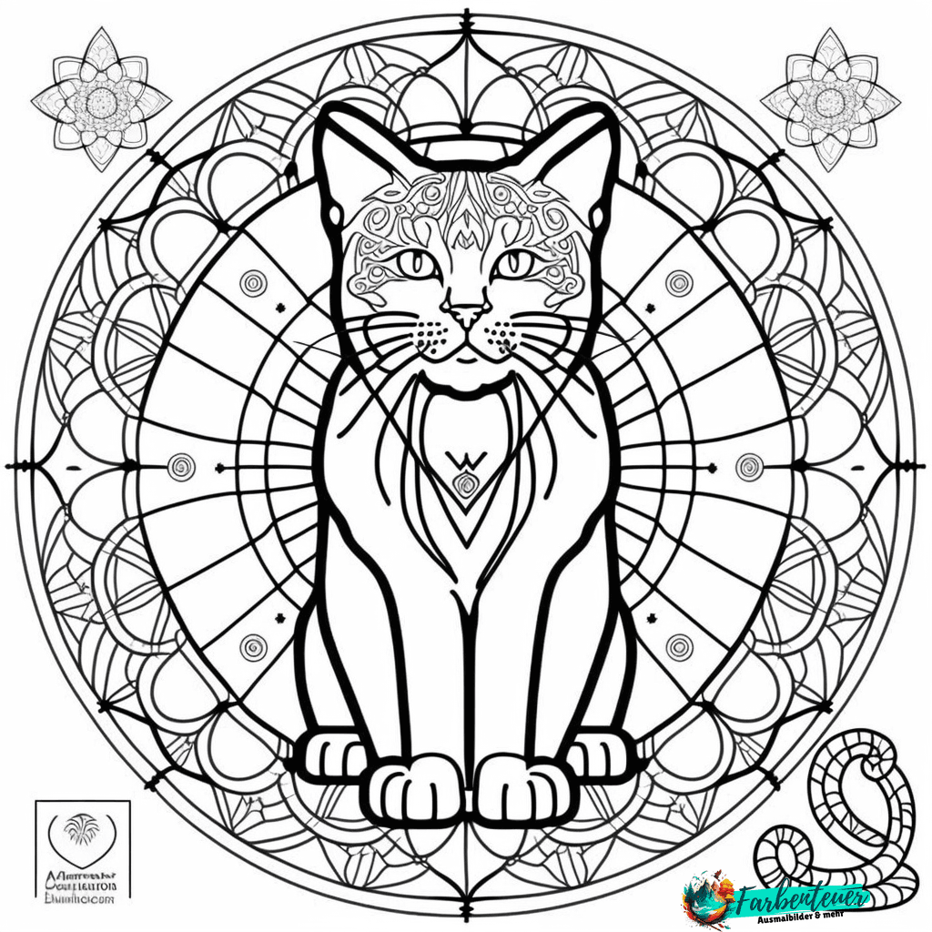 ausmalbild katze mandala