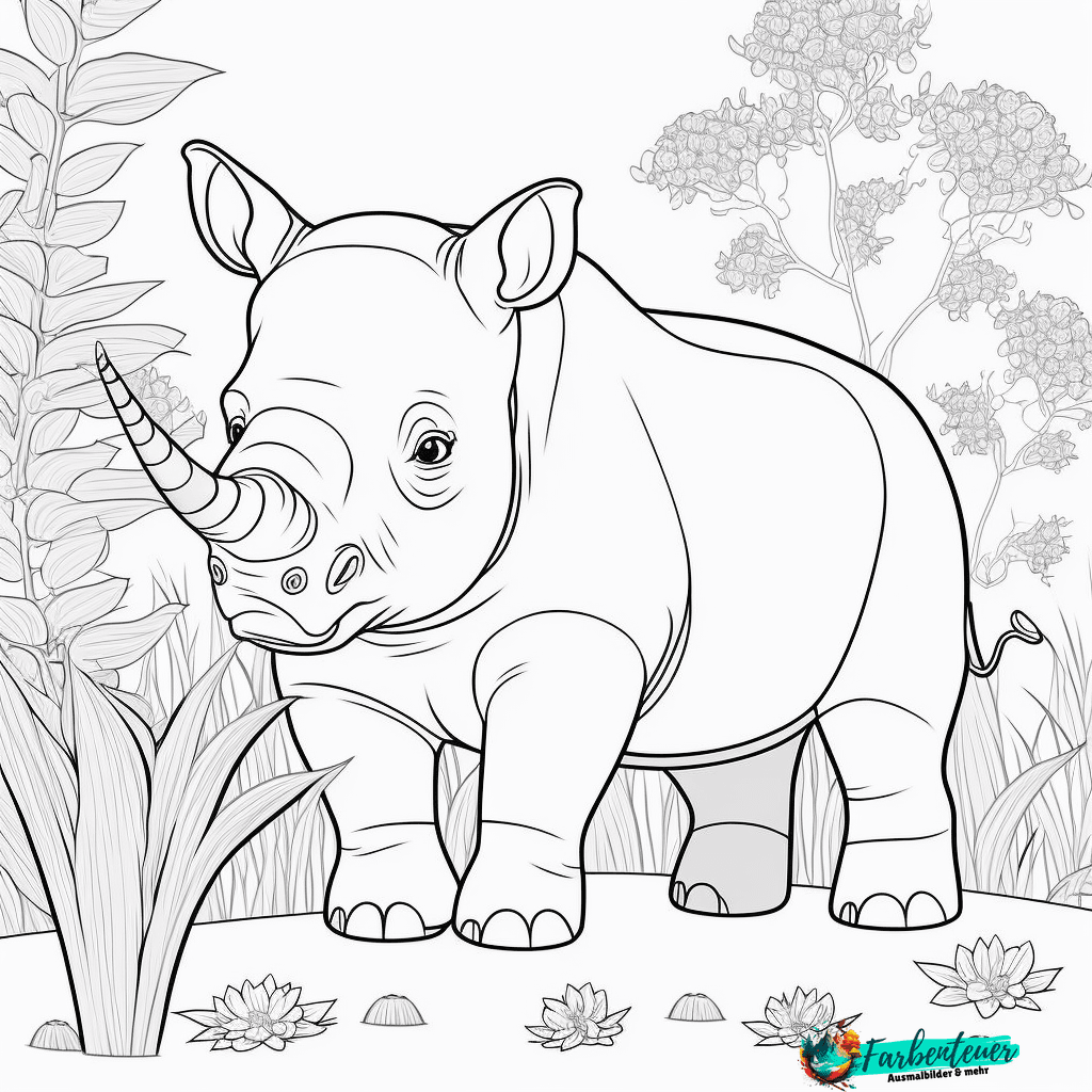 Ausmalbild Nashorn