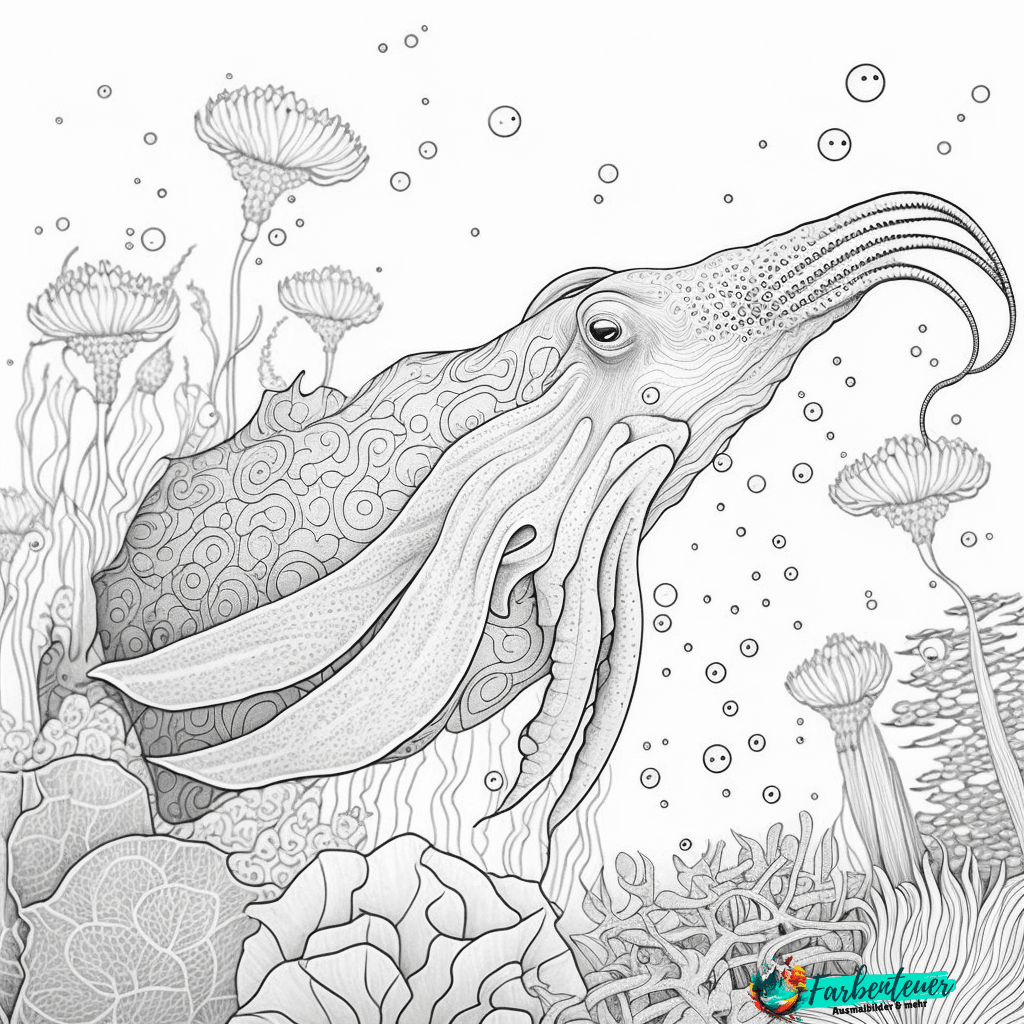 Ausmalbild Tintenfisch