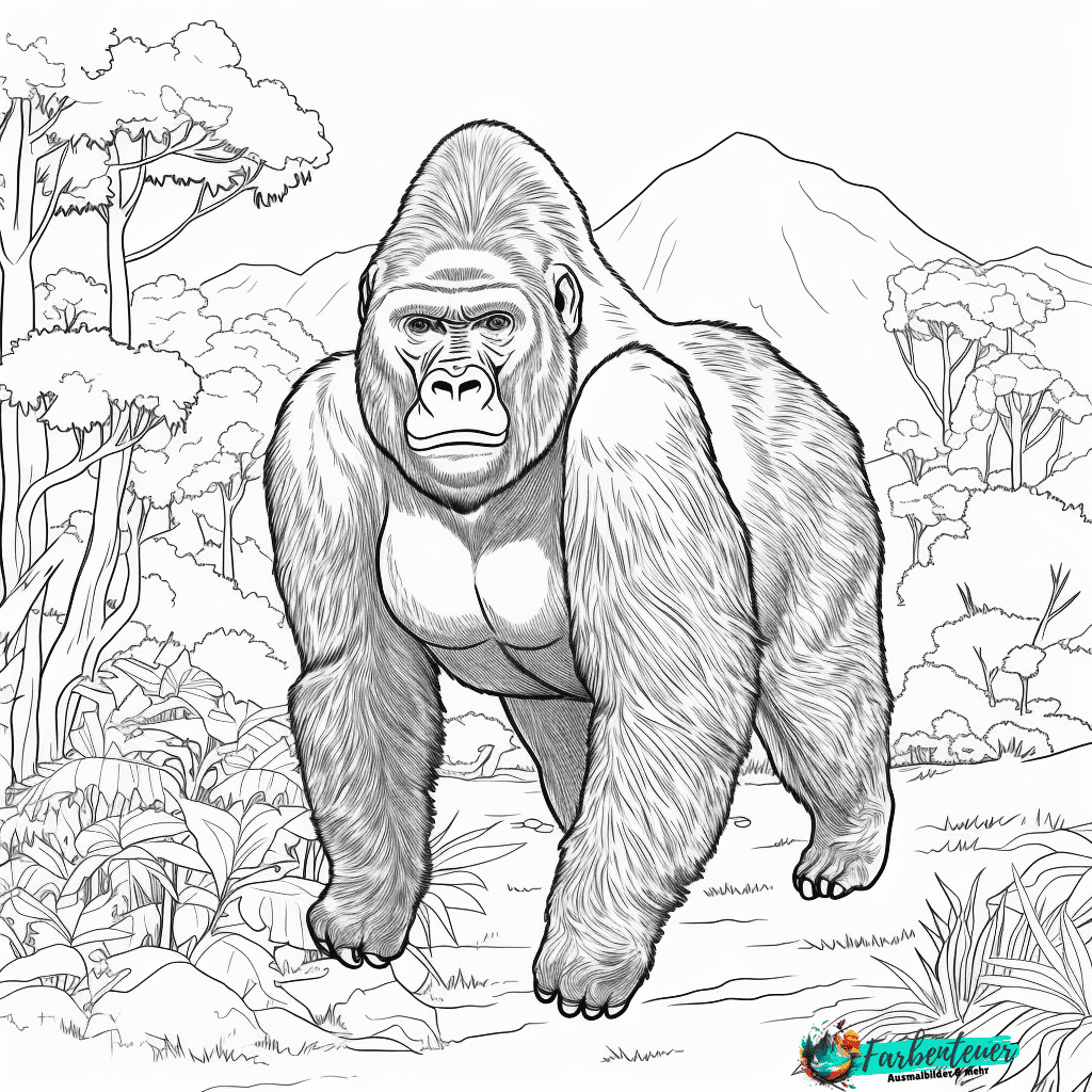 Ausmalbild Gorilla: Kostenlose Vorlagen zum Ausdrucken und Ausmalen