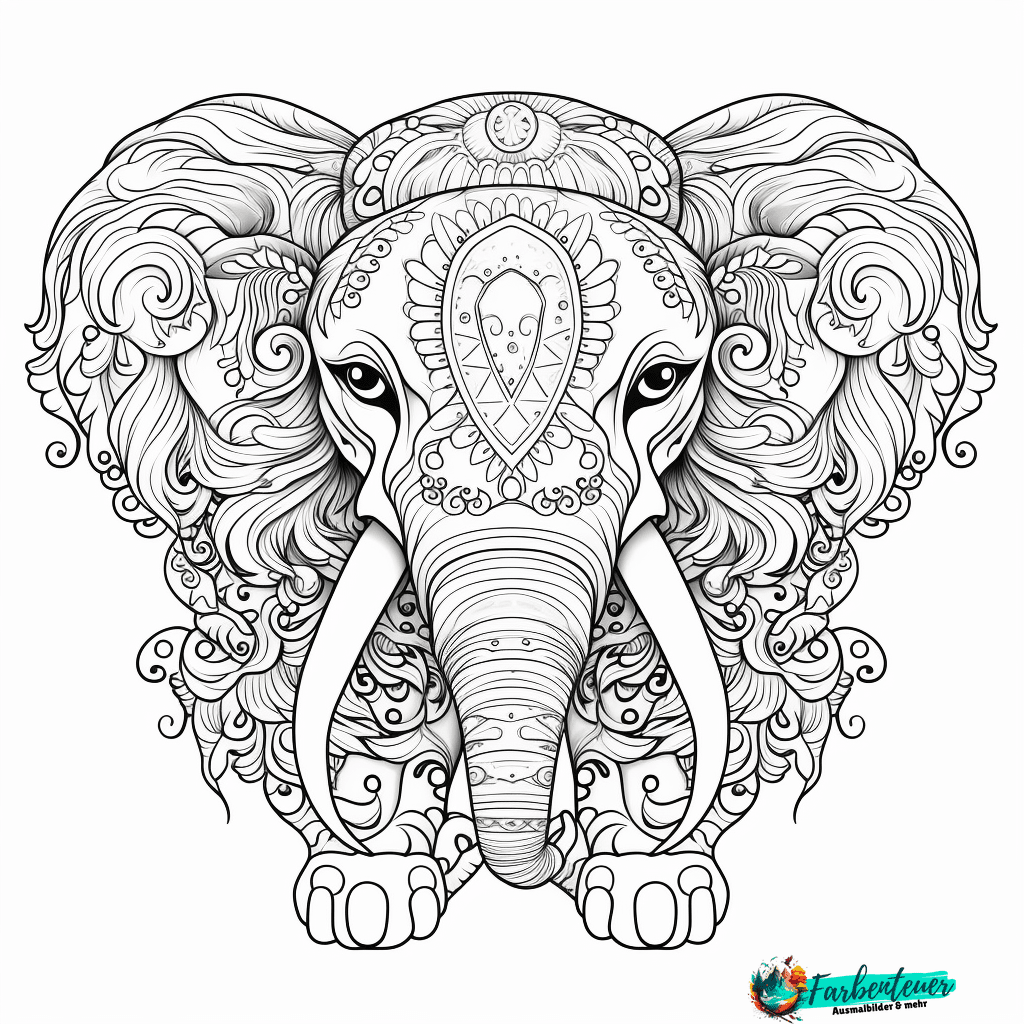 ausmalbild elefant mandala