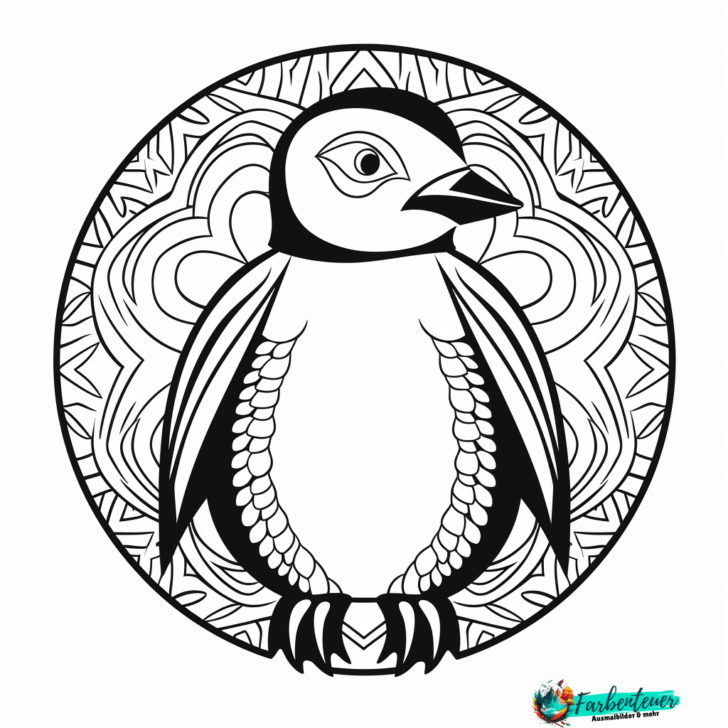 ausmalbild mandala pinguin