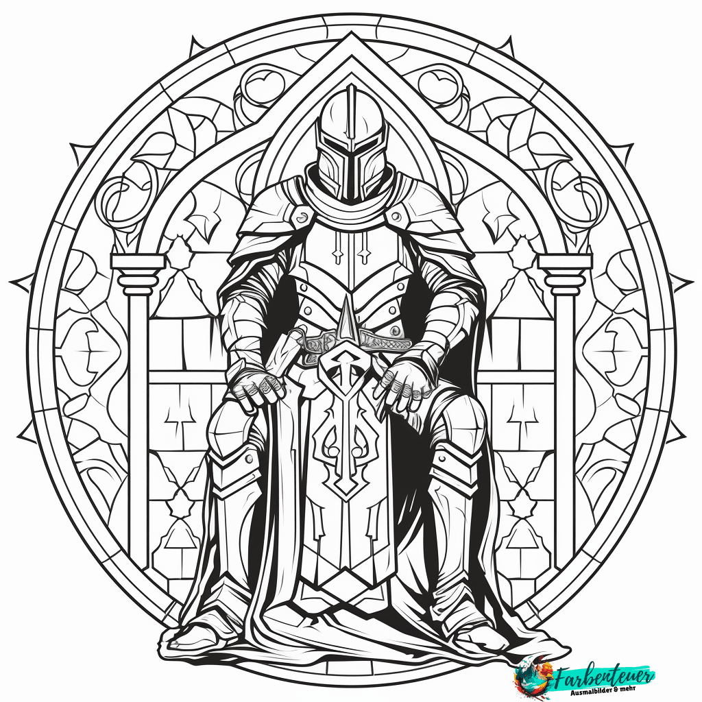 ausmalbild mandala ritter