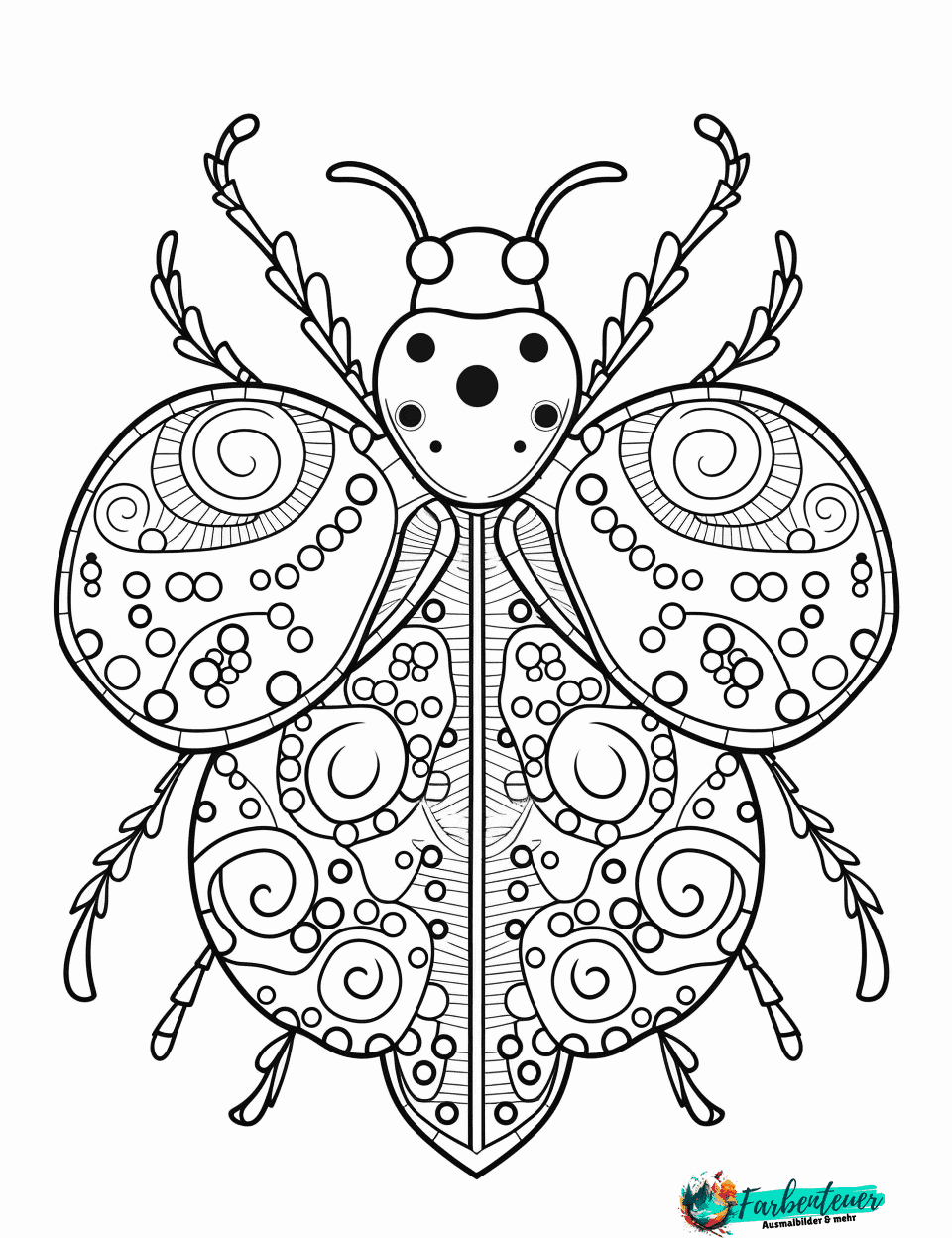 ausmalbild marienkäfer mandala