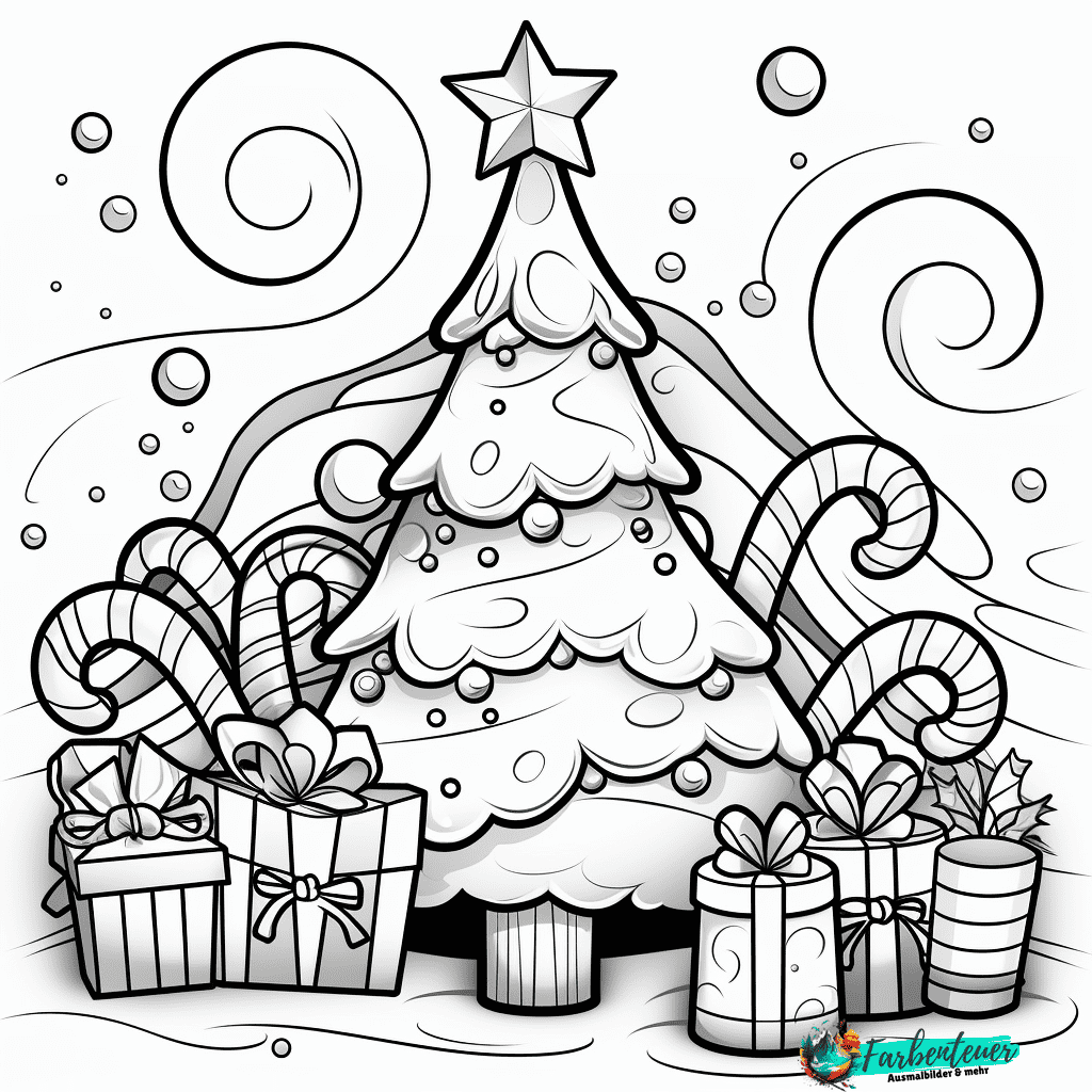 Kostenlose Weihnachtsbaum Ausmalbilder für Kinder zum Ausdrucken