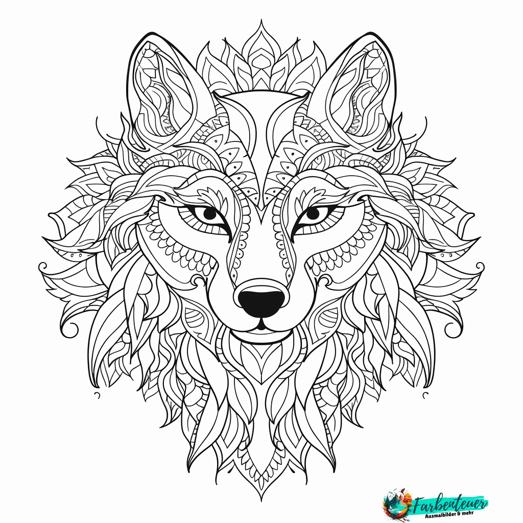 wolf ausmalbild mandala