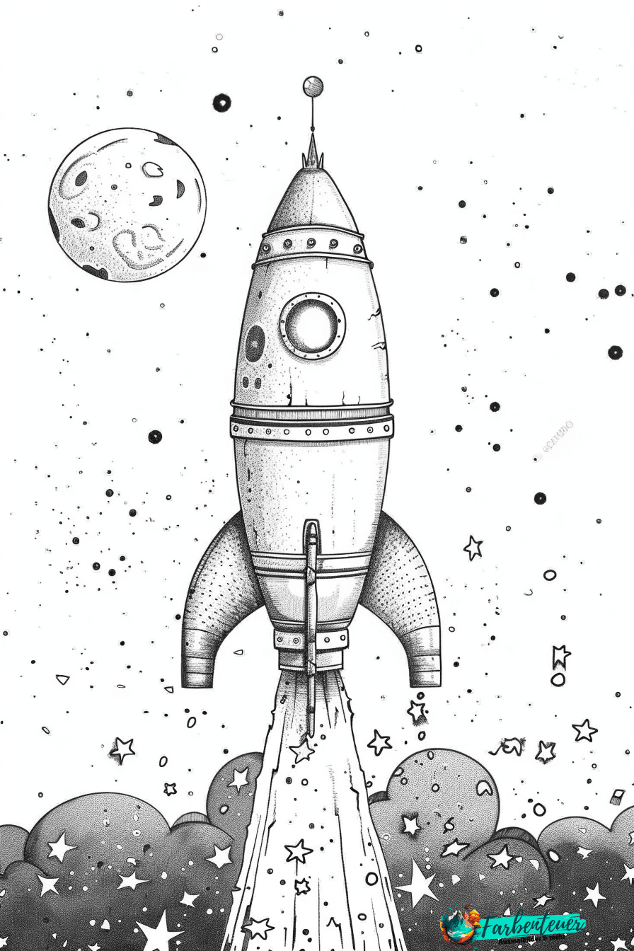 Raketen Ausmalbild 1