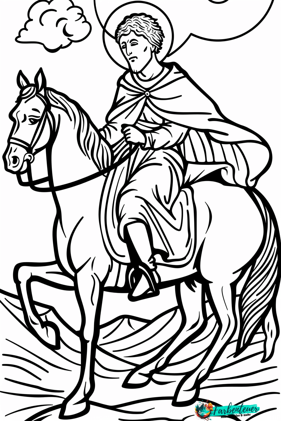 St Martin auf Pferd Ausmalbild 1
