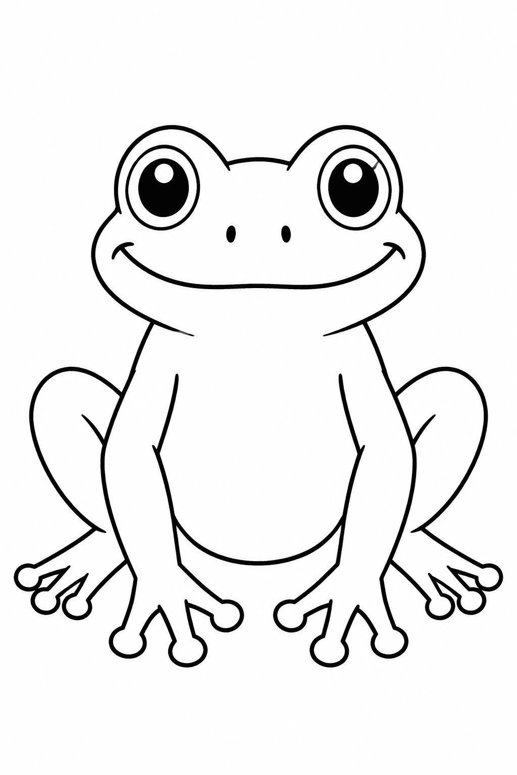 Einfacher freundlicher Frosch mit großen Ausmalflächen