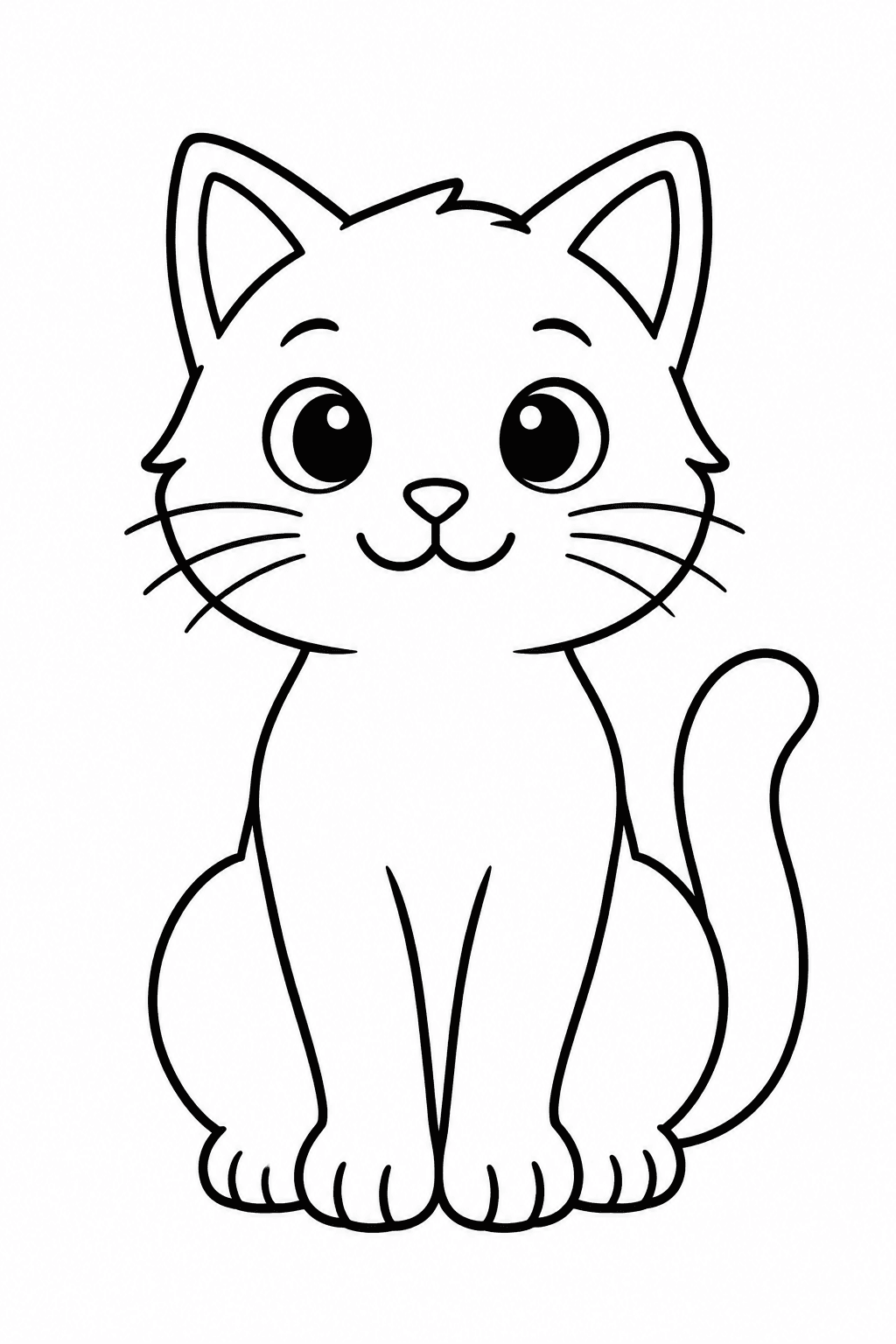 Einfache sitzende Hauskatze mit großen Ausmalflächen