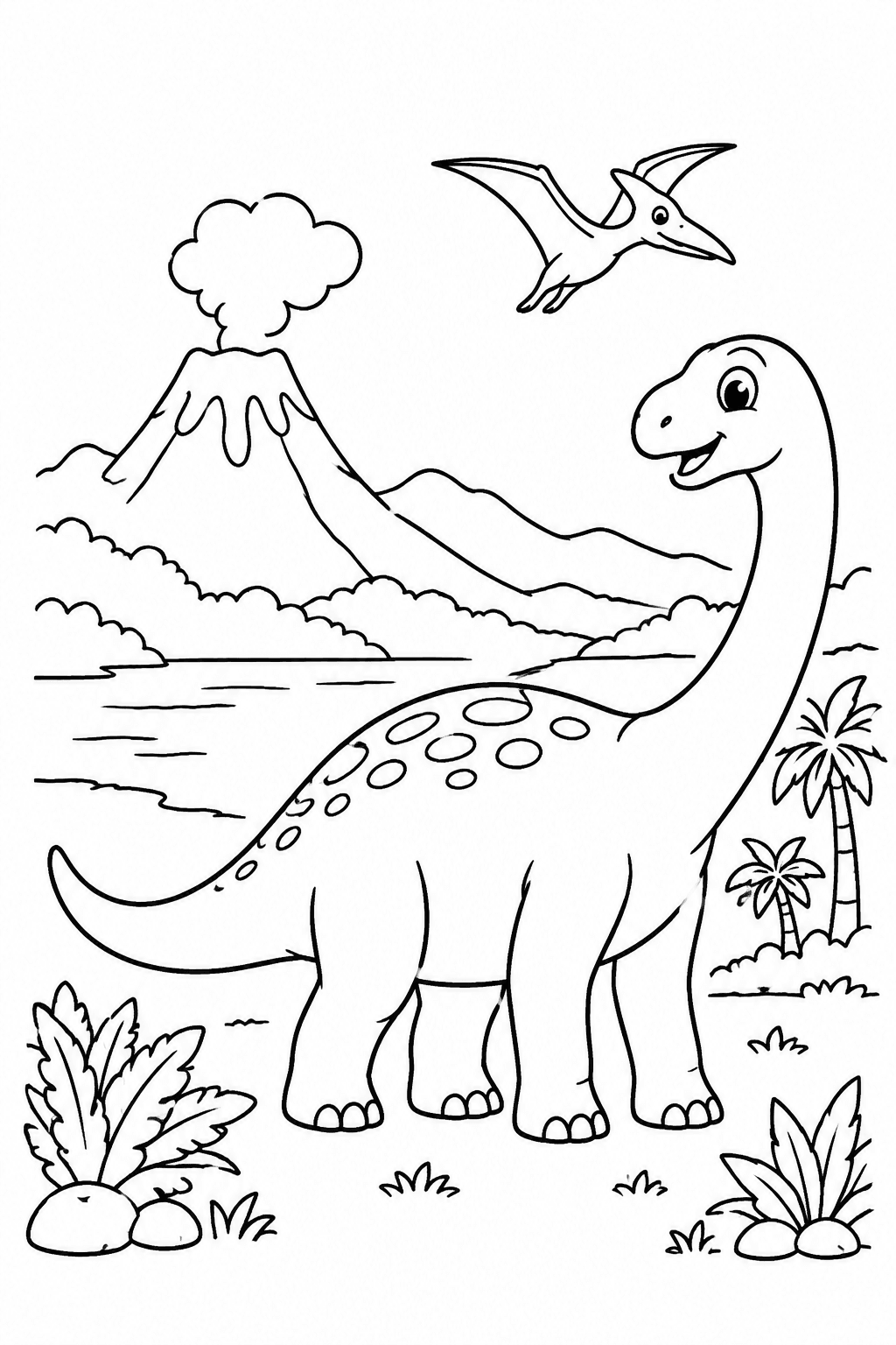 dinosaurierlandschaften Ausmalbild 1