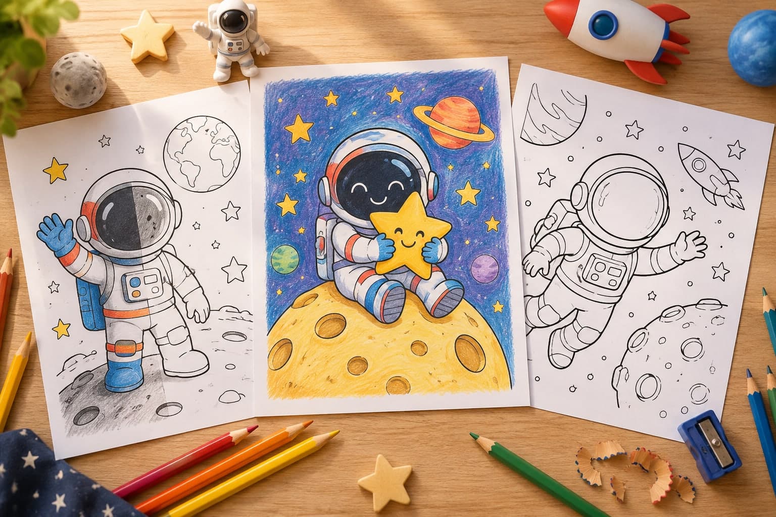 Titelbild: Astronaut Ausmalbilder: Kreative Malvorlagen für kleine Raumfahrt-Fans
