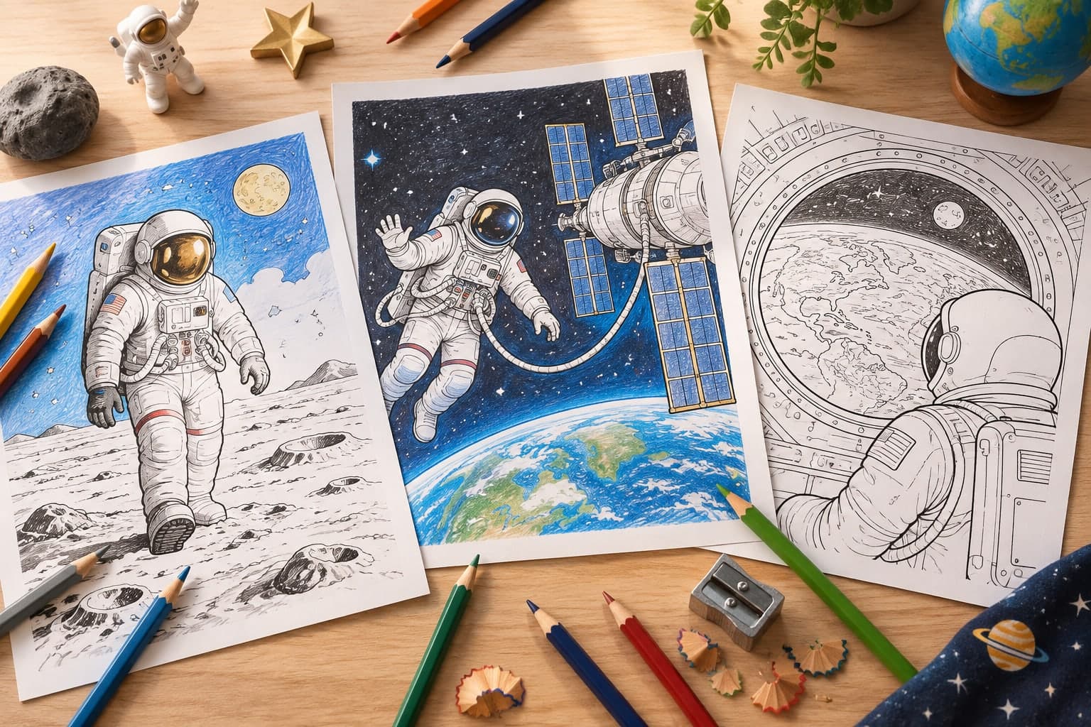 Titelbild: Astronauten Ausmalbilder kostenlos zum Ausdrucken