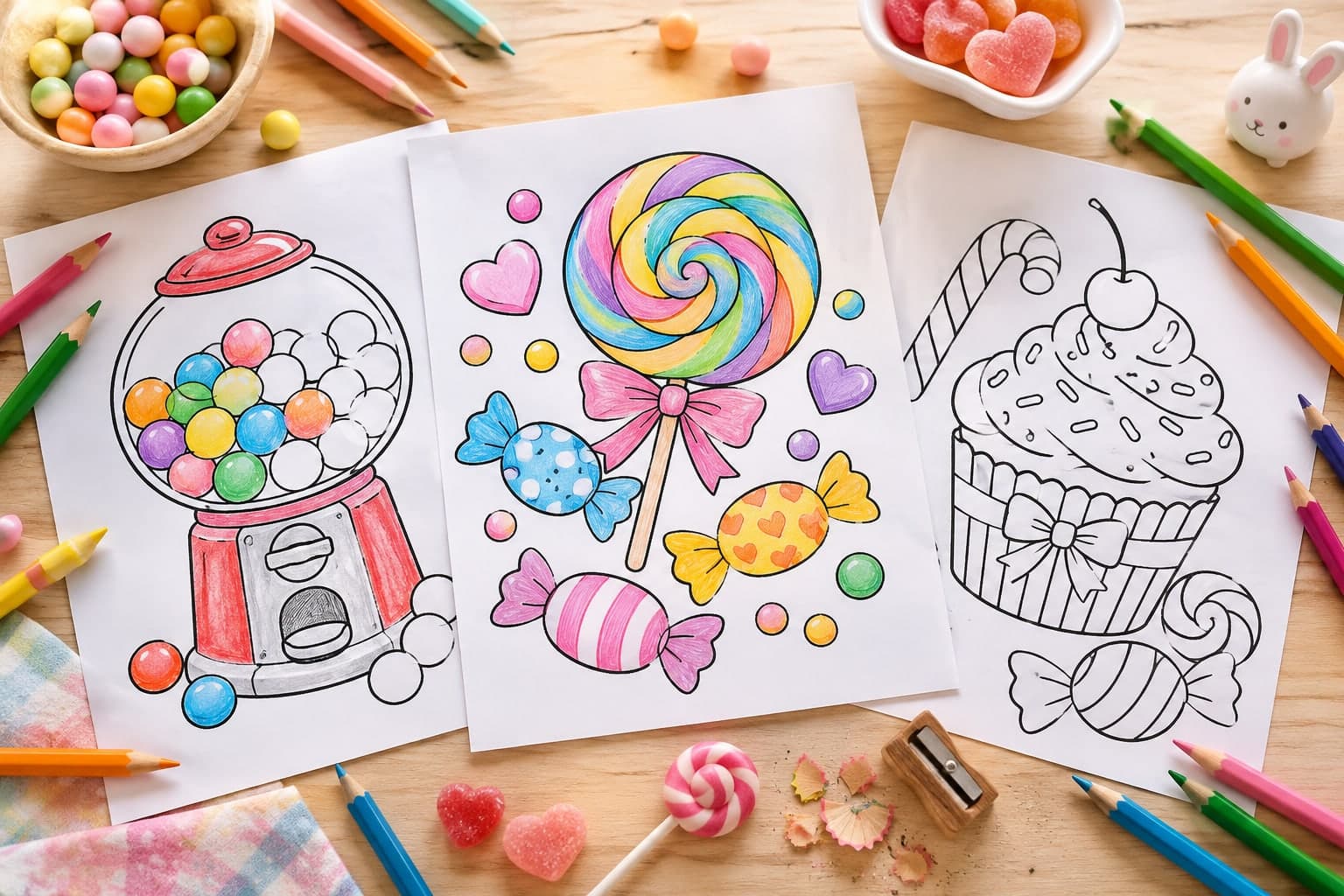 Titelbild: Kostenlose Bonbons Ausmalbilder – Süße Suessigkeiten zum Kreativwerden