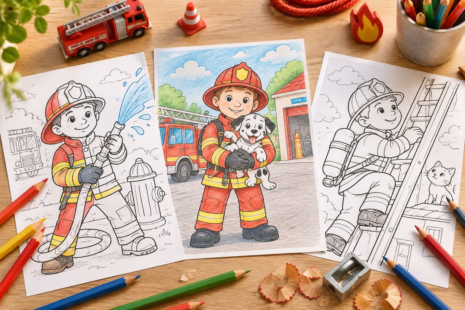 Titelbild: Ausmalbilder Feuerwehrmann: Kreative Malvorlagen für Berufe