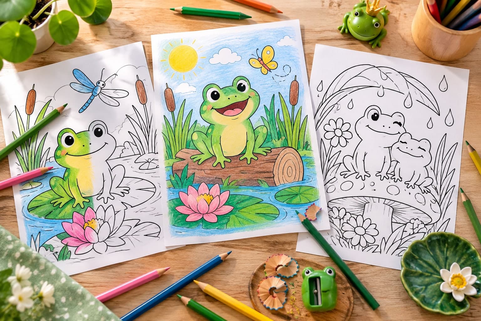 Titelbild: Ausmalbilder mit Fröschen: Kreative Motive für deinen Gartenteich