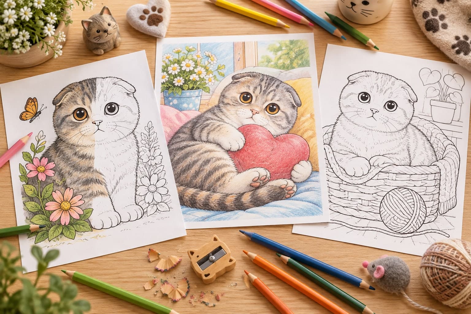 Titelbild: Ausmalbilder von Scottish Fold: Kreative Malvorlagen zu Katzenrassen