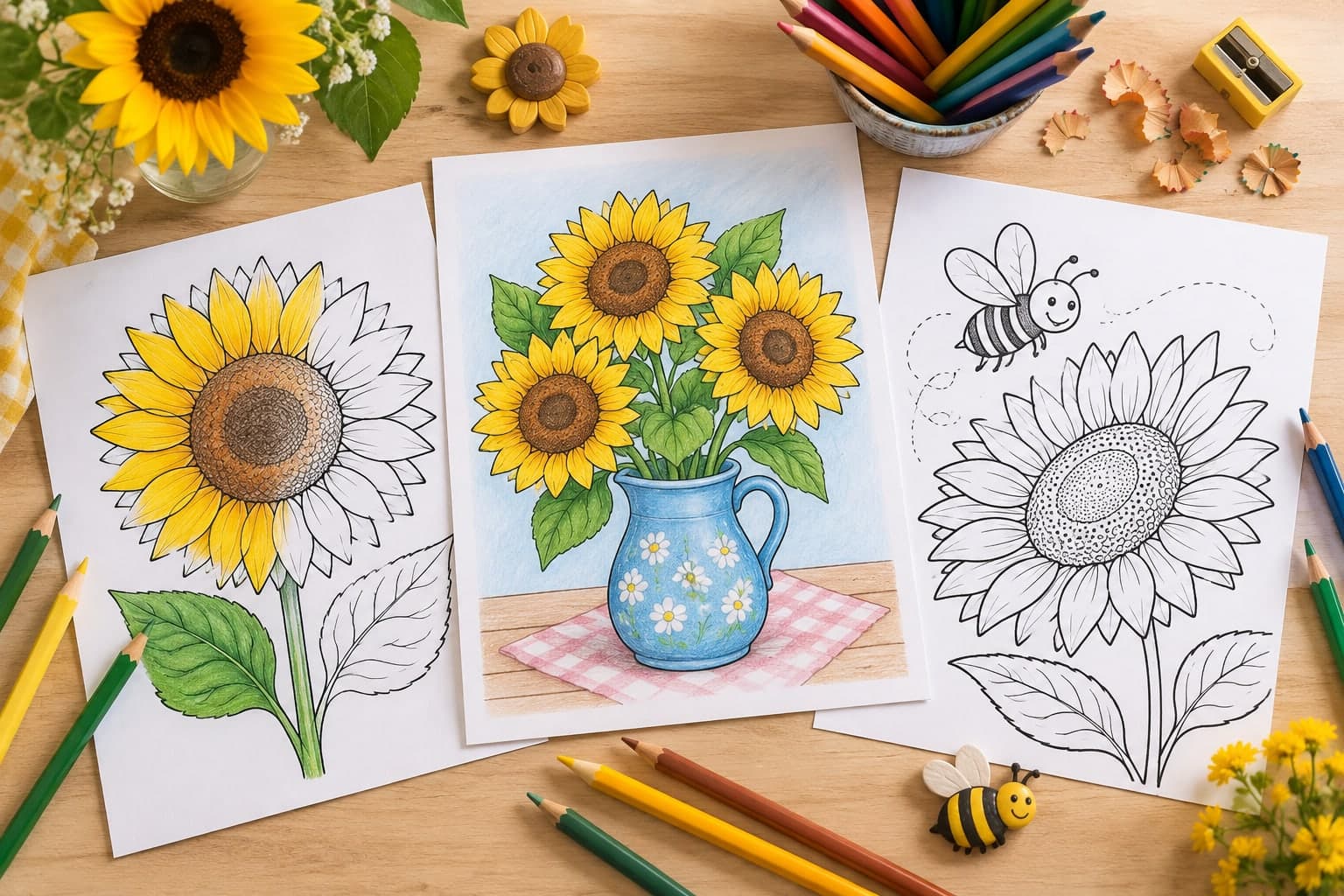 Titelbild: Sonnenblume Ausmalbilder: Kostenlose Blumen Malvorlagen zum Download