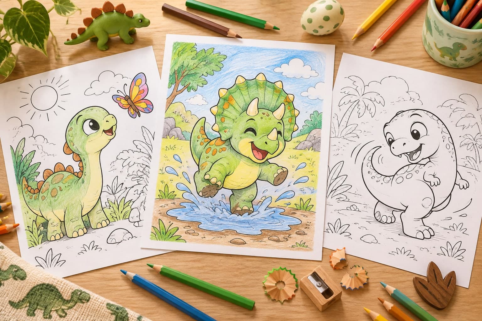 Titelbild: Baby-Dino: Ausmalbilder mit kleinen Dinosauriern