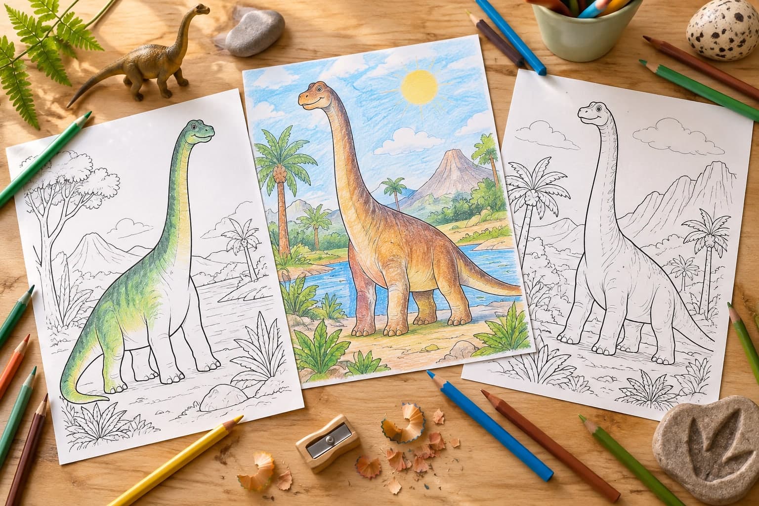 Titelbild: Brachiosaurus Ausmalbilder: Tolle Dinosaurier Malvorlagen für dich