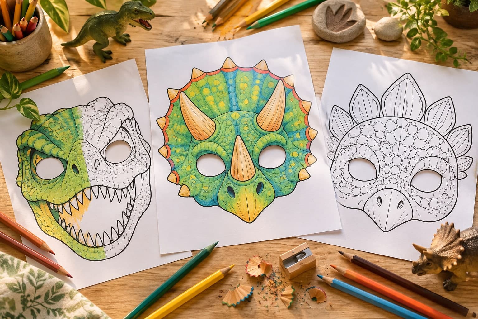 Titelbild: Dino-Maske: Vorlagen zum Ausmalen und Basteln