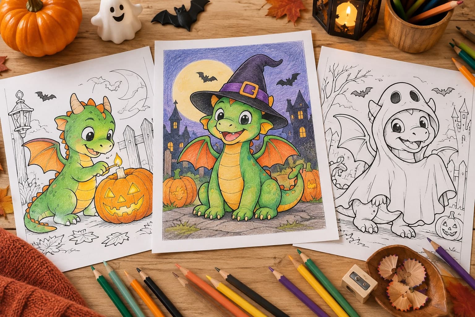 Titelbild: Drache Halloween: Ausmalbilder zum Gruseln