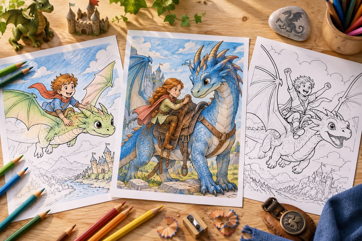 Titelbild: Drachenreiter: Ausmalbilder vom Flug auf dem Drachen