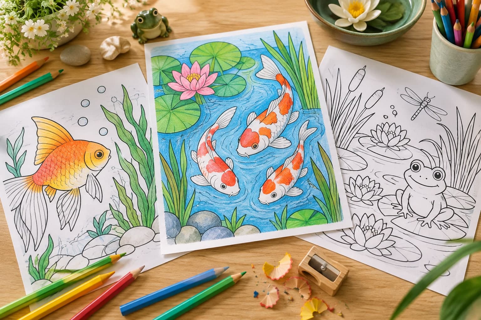 Titelbild: Fische Ausmalbilder für deinen Gartenteich: Kreative Malvorlagen