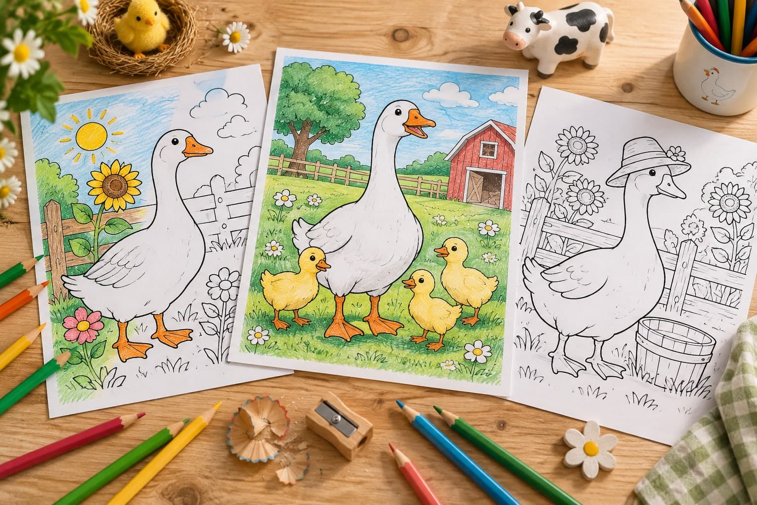 Titelbild: Gans Ausmalbilder für Bauernhoftiere – Kreativer Malspaß für Groß und Klein