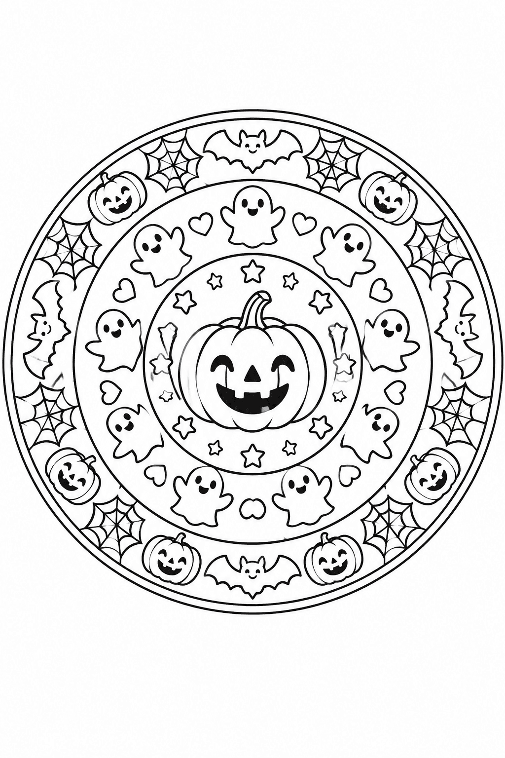Mandala Halloween zum Ausmalen, mittel, Kreis