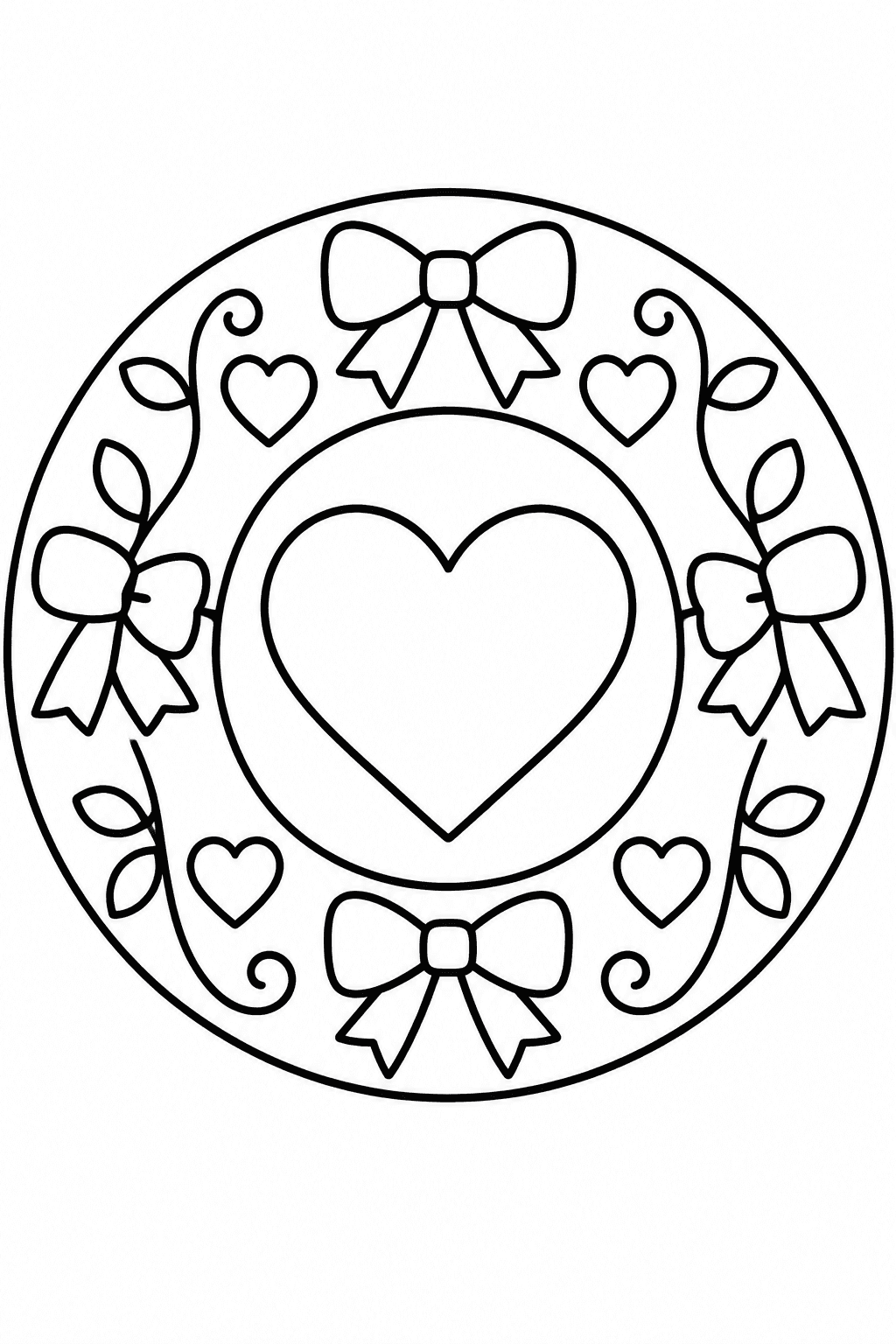 Mandala Herzen zum Ausmalen, sehr einfach, Kreis