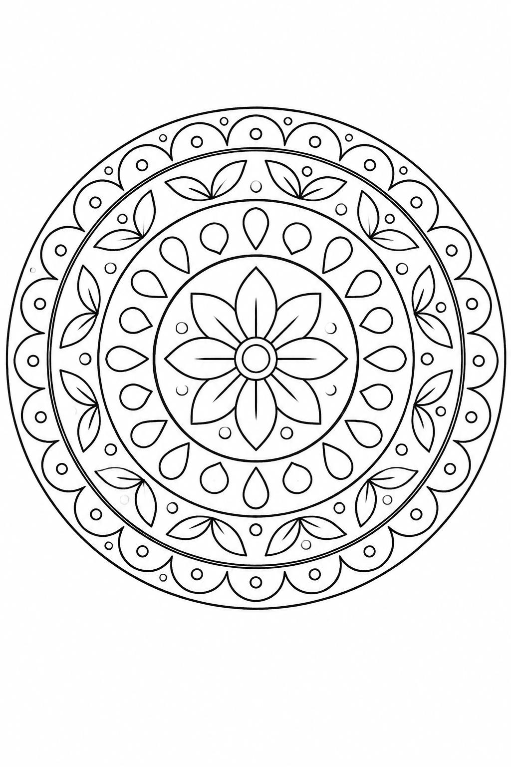 Mandala Klassisch zum Ausmalen, mittel, Kreis