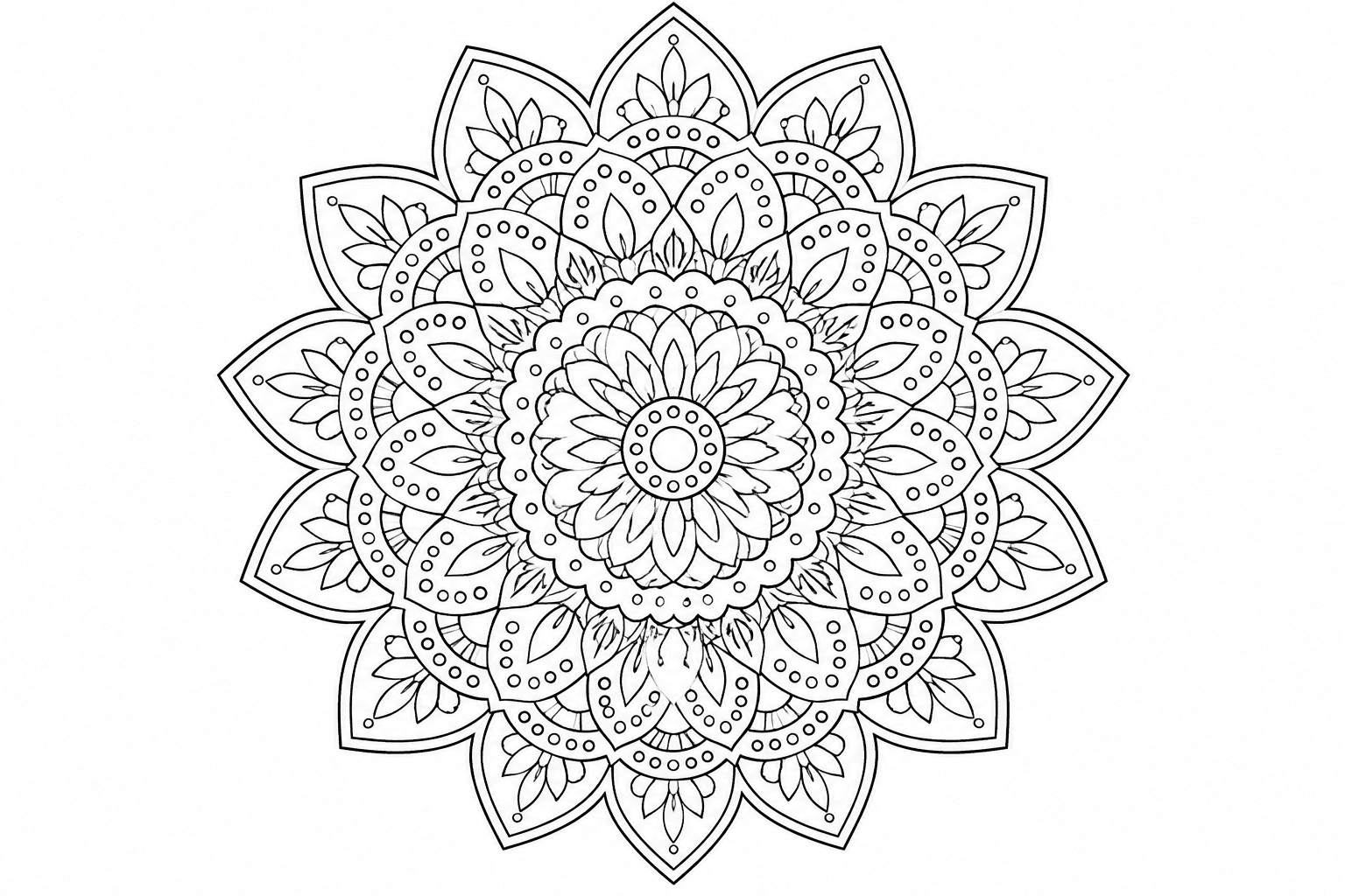 Mandala Klassisch zum Ausmalen, fein, Blüte