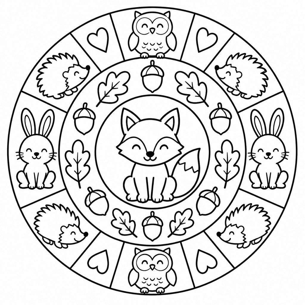 Mandala Tiere zum Ausmalen, einfach, Kreis