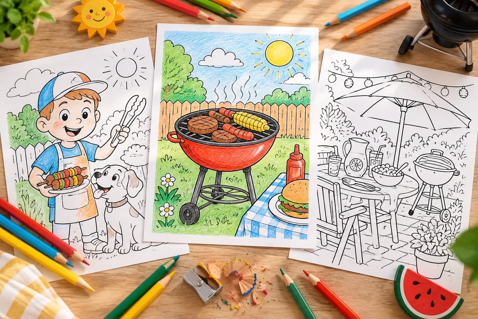 Titelbild: Grill Ausmalbilder für den perfekten Sommer – Kostenlos downloaden!