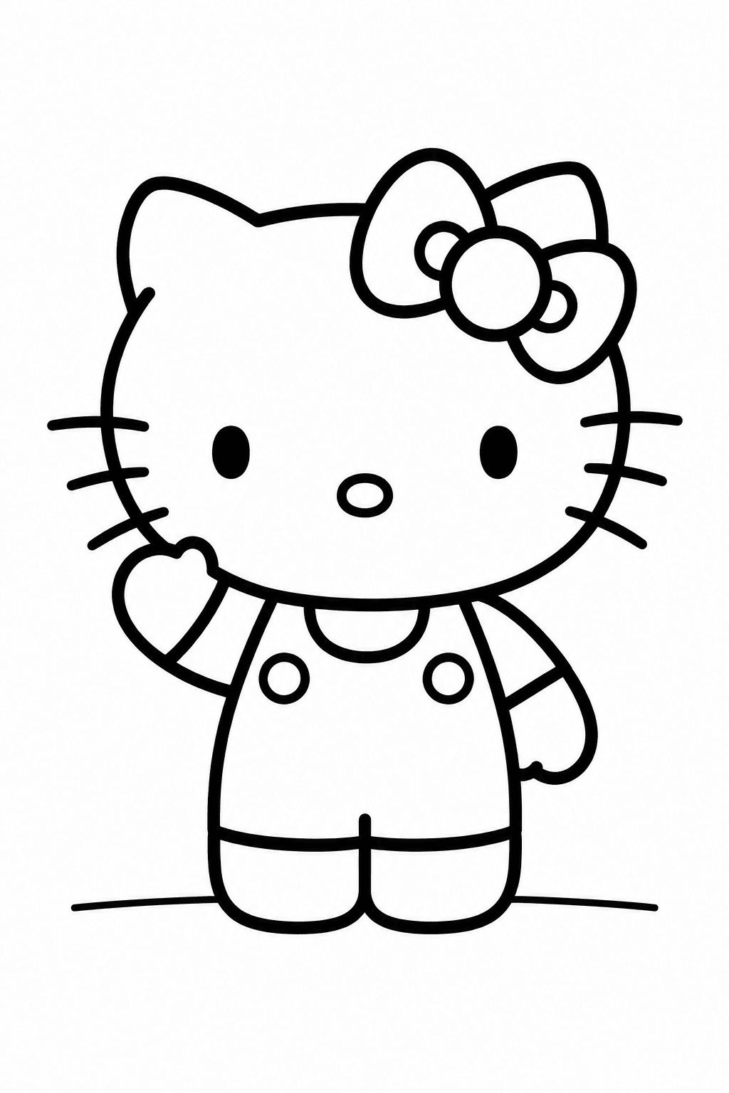 Hello Kitty winkt zur Begrüßung als Ausmalbild