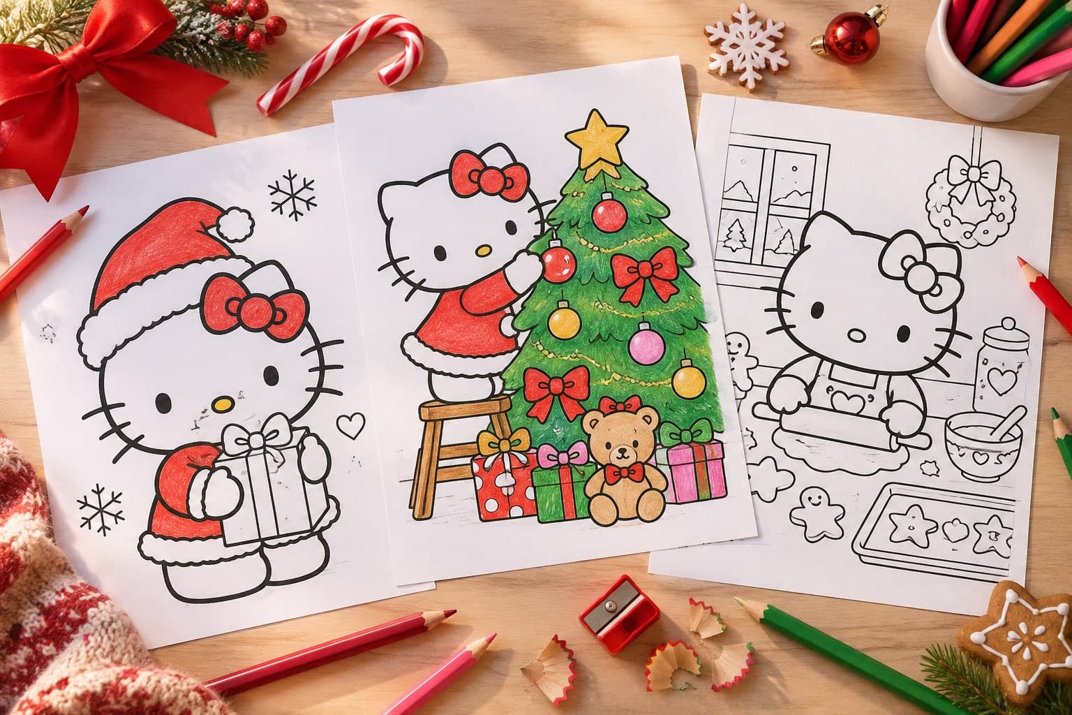 Titelbild: Hello Kitty Weihnachten: Ausmalbilder zum Ausdrucken