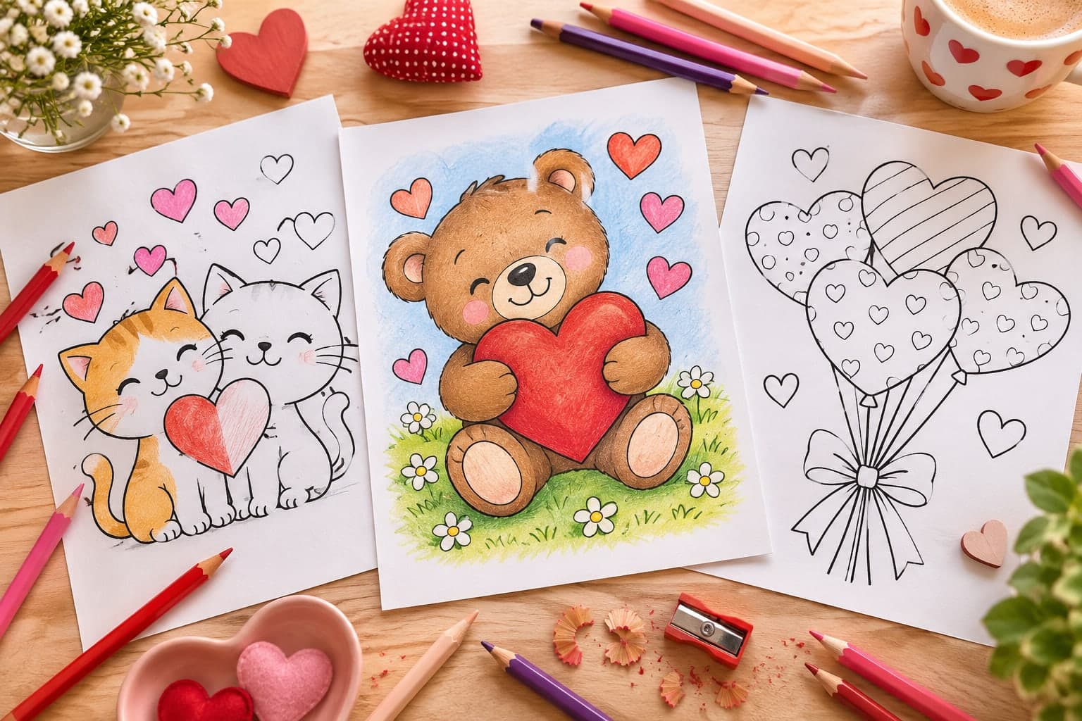 Titelbild: Herzen Ausmalbilder für den Valentinstag – Kreative Malvorlagen zum Herunterladen