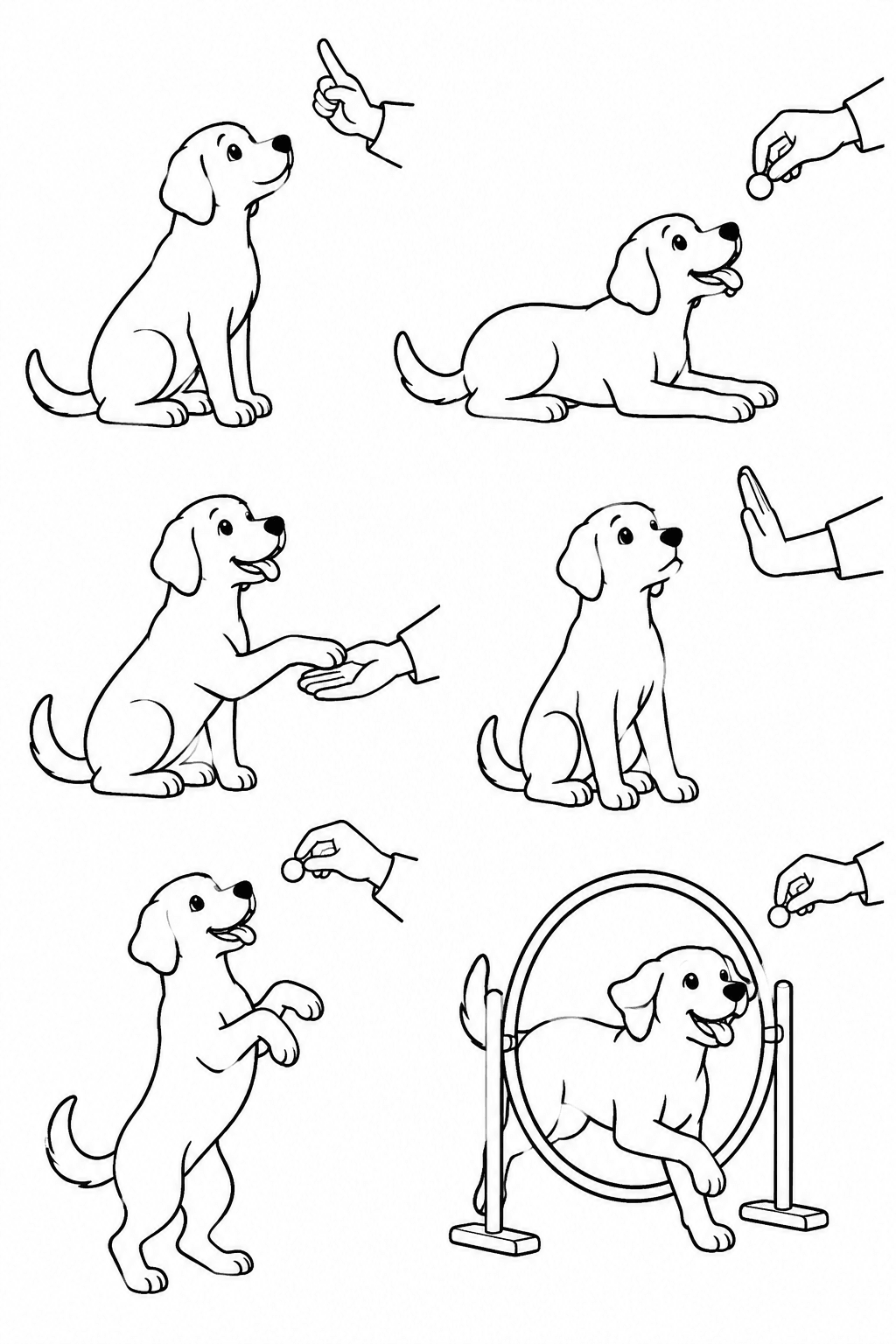 Hund macht Sitz als Ausmalbild