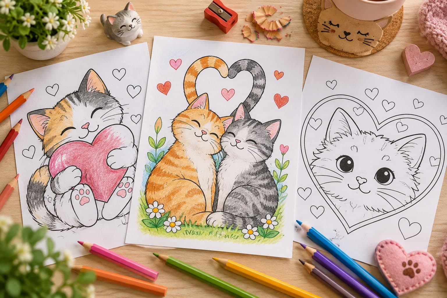 Titelbild: Katze mit Herz: Ausmalbilder zum Liebhaben