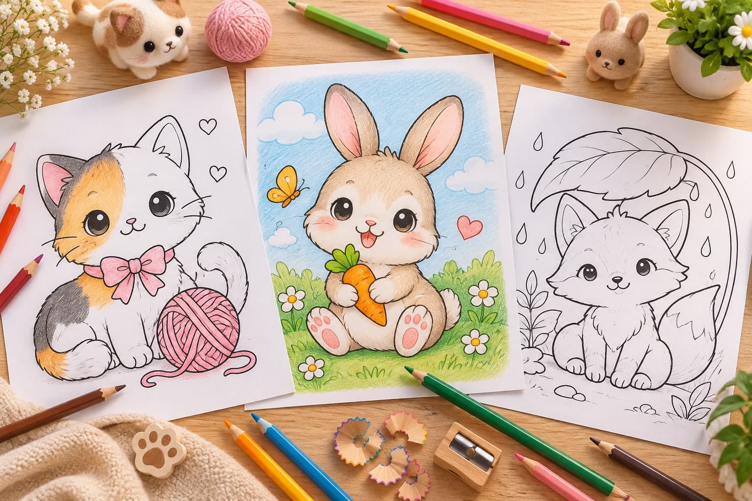 Titelbild: Kawaii Tiere Ausmalbilder kostenlos ausdrucken