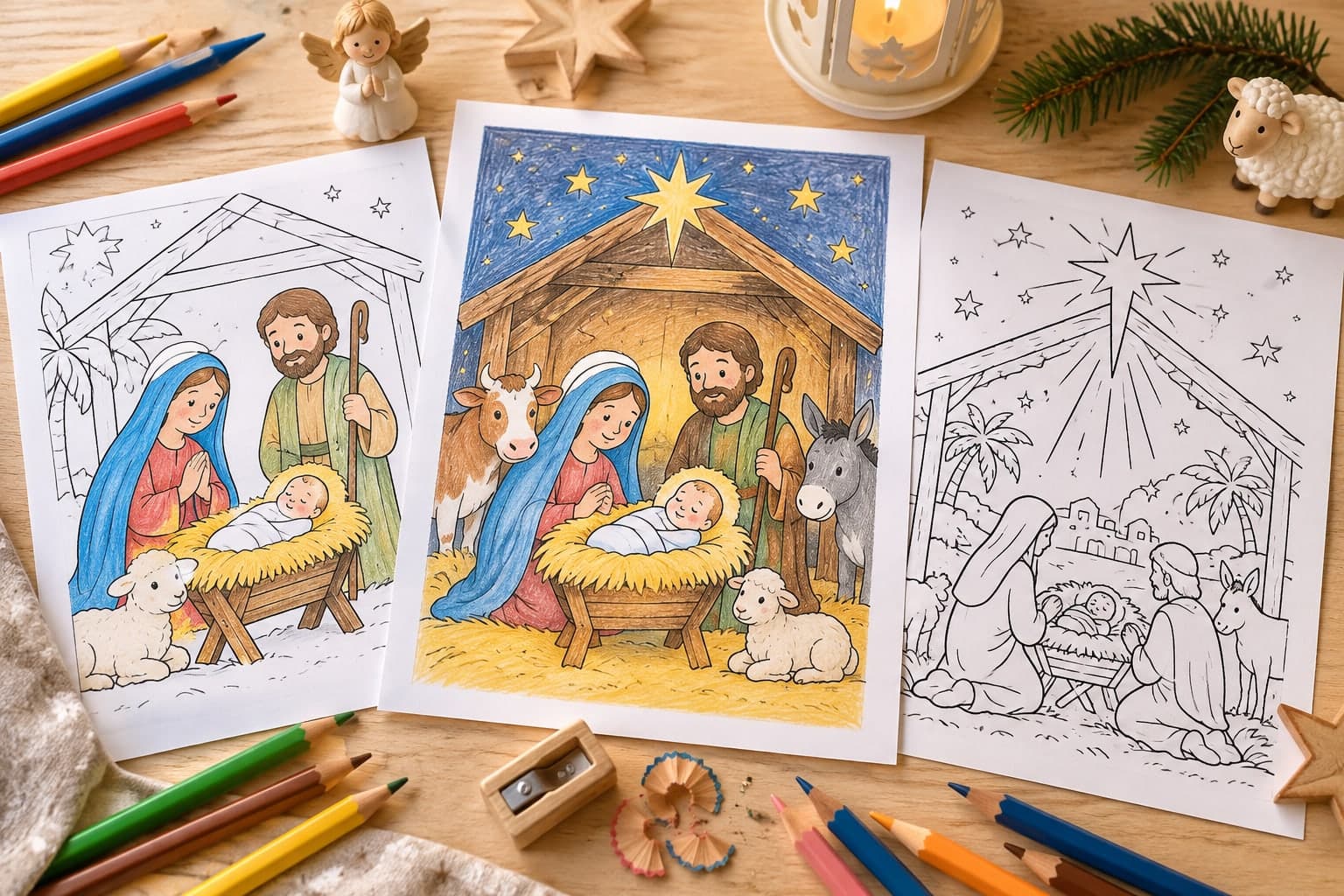 Titelbild: Krippe Ausmalbilder Weihnachten kostenlos ausdrucken
