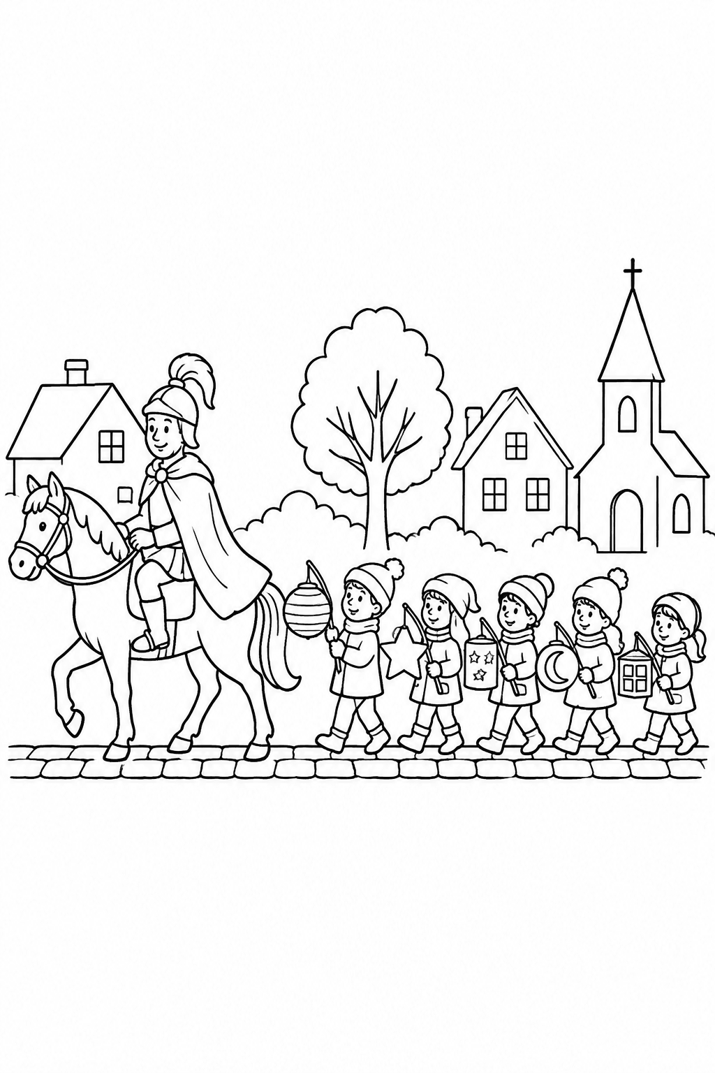 St. Martin führt den Laternenumzug an als Ausmalbild