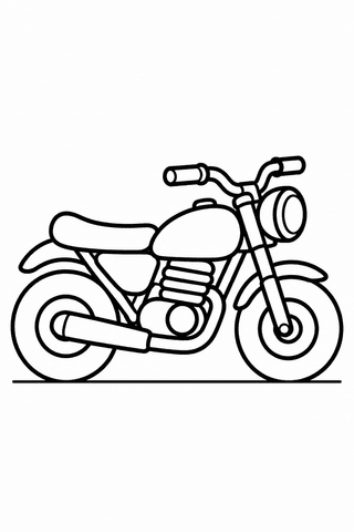 Motorrad Ausmalbild: Kinder-Motorrad mit dicken Linien